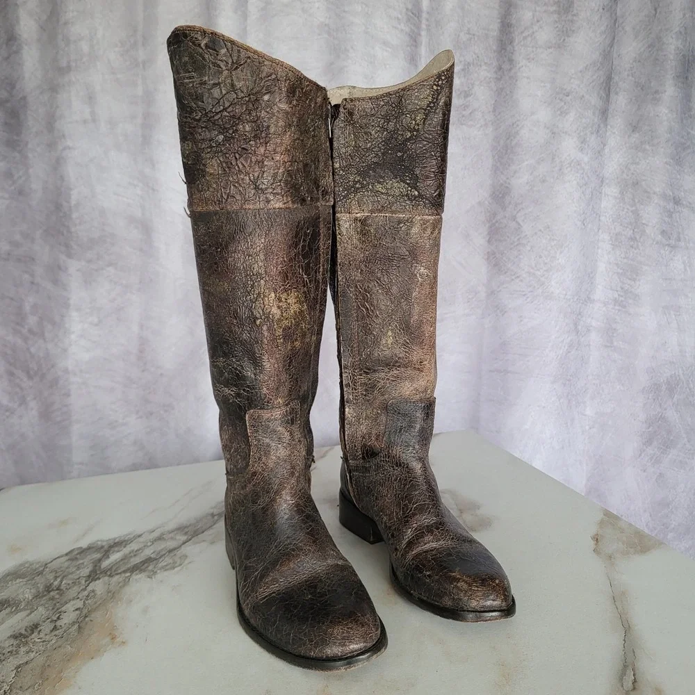 STEVEN by Steve Madden REINS Distressed Knee High Boots Size 6 Women's